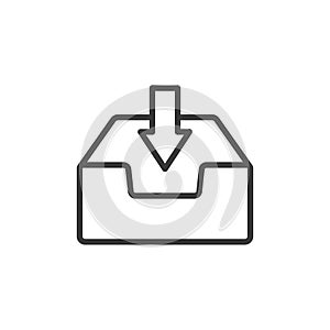 Inbox, icon in line design. Inbox, email, messages, mail, notification, receive, folder on white background vector
