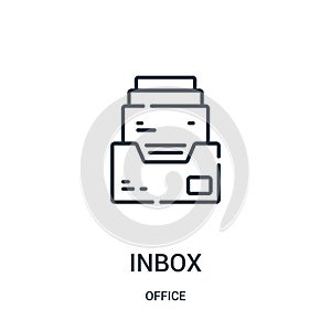 inbox icon vector from office collection. Thin line inbox outline icon vector illustration
