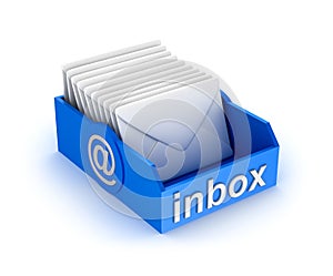 Inbox mail icon with letters. on white