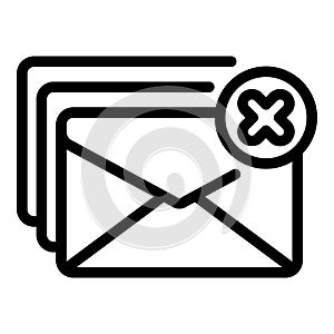 Inbox mail reject icon, outline style