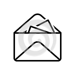 Black line icon for Inbox Message, inbox and communication