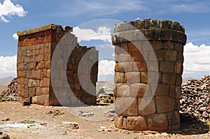 Inca ruins in Cutimbo, Titicaca lake, Peru photo