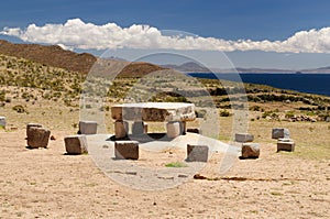 Inca ruins, Isla del Sol, Titicaca lake, Bolivia photo