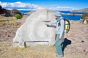 Inca ruins on Island of the Sun, Titicaca Lake, Bolivia