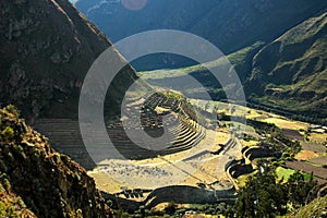Inca Ruins and Mountains