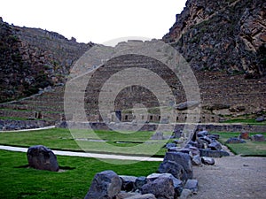 Inca ruins Ollantaytambo, Urubamba Sacred Valley, Peru, South America