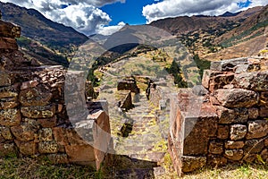 Inca ruins in Pisac. Peru