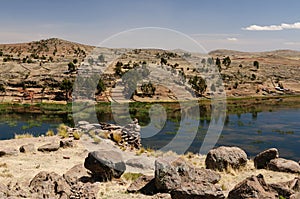 Inca ruins in Sillustani, Titicaca lake, Peru