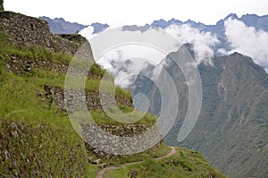 Inca ruins of Winay Wayna on the Inca Trail to Machu Picchu, Peru