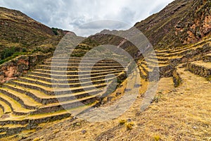 Inca's terraces in Pisac, Sacred Valley, Peru