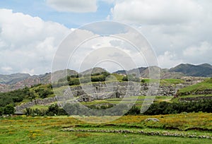 Inca Sacsayhuaman city ruins in Peru photo