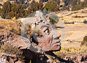 Inca stone face, Puno, Peru