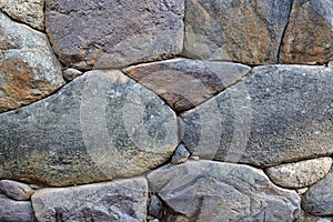 Inca stone wall in the village Ollantaytambo