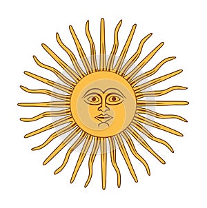 The Inca sun God. Sun of may. Inca god Inti, from Argentina and Uruguay national flag.