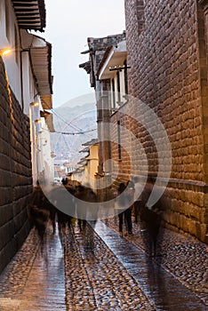 Inca wall off the Plaza de Armas in Cusco, Peru