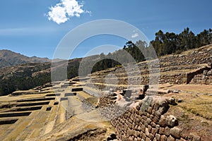 Inca wall in the village Chinchero, Peru photo