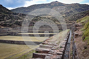 Inca water channels at the Tipon archaeological site, just south of Cusco, Peru