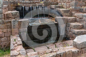 Inca water feature at the Tipon archaeological site near Cusco, Peru