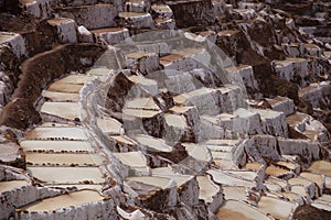 Incan Outdoor salt mine in the Andes, peru