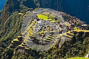 The Incan ruins of Machu Picchu in Peru