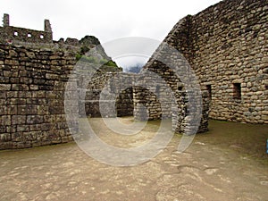 Incan walls at Machu Picchu Peru