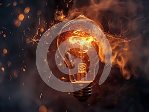 Incandescent Bulb Overheating Concept photo