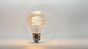 An incandescent lamp glows on a white background.