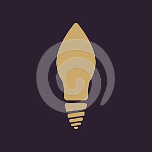 The incandescent lamp icon. Lamp and bulb, lightbulb, filament lamp, glow-lamp, light bulb symbol.UI. Web. Logo. Sign