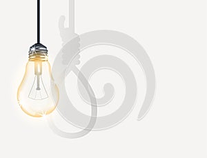 Incandescent light bulb with hanging rope