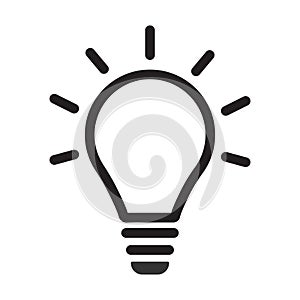 Incandescent light bulb / lightbulb turned on or idea line art vector icon for apps and websites photo
