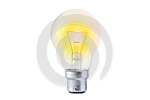 Incandescent lighted bulb isolated on white background