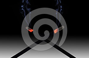 Incense sticks and smoke