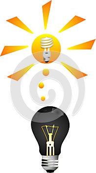 Incandescent to CFL Light bulb Illustration