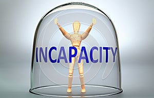 Incapacity can separate a person from the world and lock in an isolation that limits - pictured as a human figure locked inside a