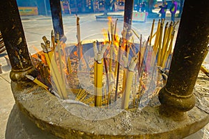 Incense area in Ngong Pin, Lantau Island for visitors to pray in Po Lin Monastery, Lantau Island in Hong Kong