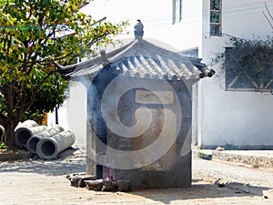 Incense burner in a small house