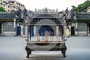 Incense burners in front of Renwei Temple