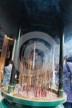 Incense burners outside buddhist temple