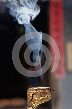 Incense burning at temple