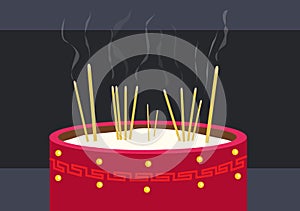 Incense candle used for religious ceremony, meditation or traditional medicine. Editable Clip Art.