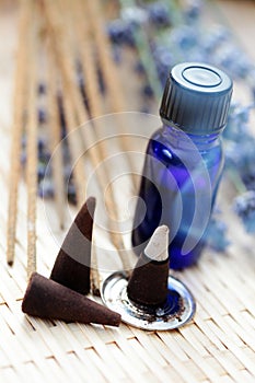 Incense cones and aromatherapy oil