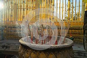 Incense with smoke in temple