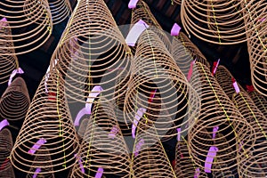 Incense Spirals in the Thien Hau Temple of Cho Lon Chinatown, district 5,  Saigon, Ho Chi Minh City, Vietnam