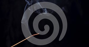 Incense Stick Burning Smoke Rising in Slow Motion
