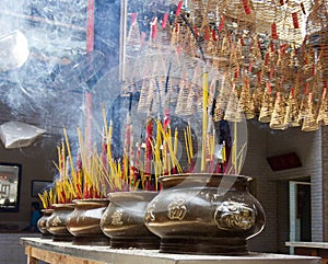 Incense sticks in a Buddhist Temple in Vietnam