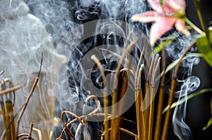 Incense sticks in temple in Vietnam