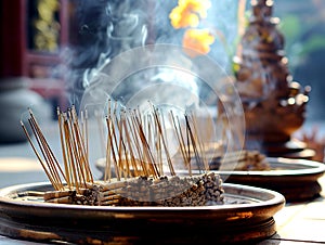 Incense Sticks, Used in traditional ceremonies. Chinese new year, Generative AI