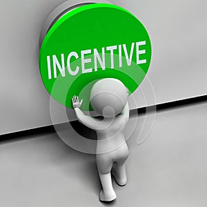 Incentive Button Means Bonus Reward And Motivation