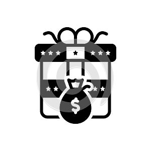 Black solid icon for Incentive, gift box and bonus