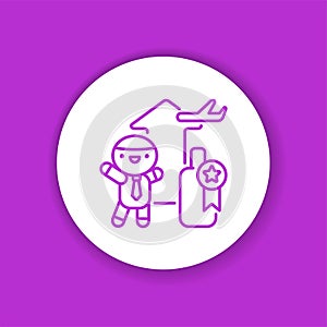 Incentive tourism glyph color icon. Cute character on training kawaii pictogram.